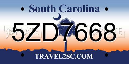 5ZD7668 South Carolina License Plate
