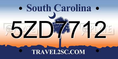 5ZD7712 South Carolina License Plate