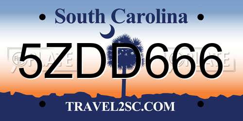 5ZDD666 South Carolina License Plate
