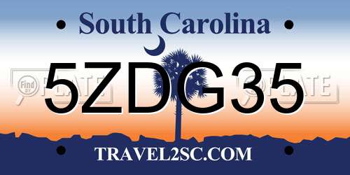 5ZDG35 South Carolina License Plate
