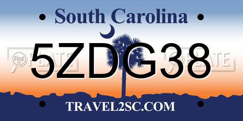 5ZDG38 South Carolina License Plate