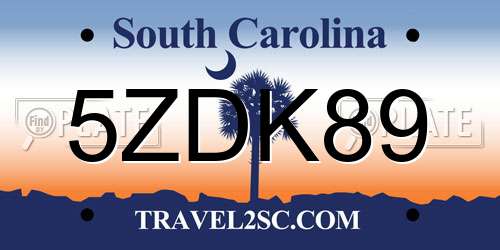 5ZDK89 South Carolina License Plate