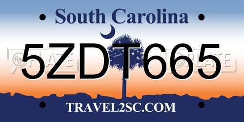 5ZDT665 South Carolina License Plate