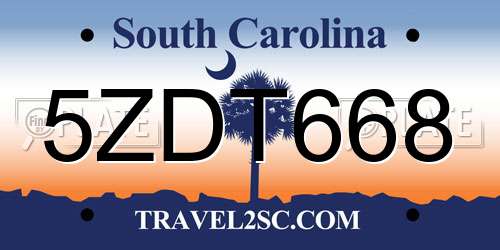 5ZDT668 South Carolina License Plate