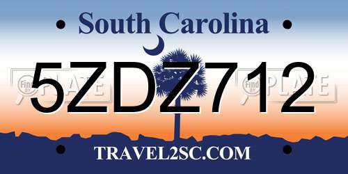 5ZDZ712 South Carolina License Plate