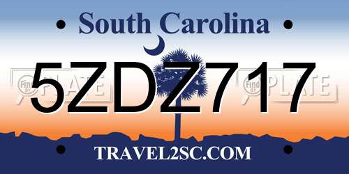 5ZDZ717 South Carolina License Plate