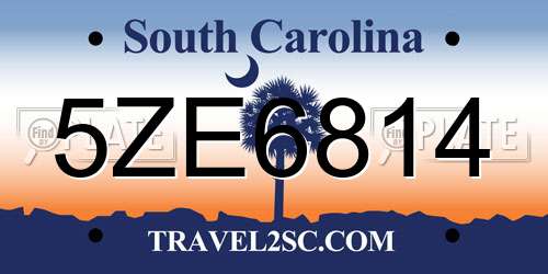 5ZE6814 South Carolina License Plate