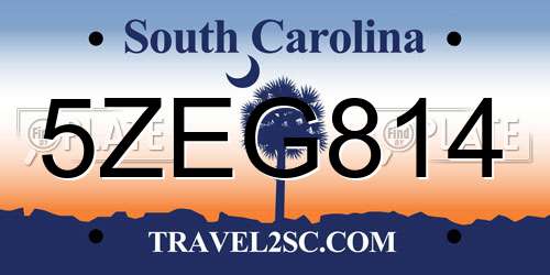 5ZEG814 South Carolina License Plate