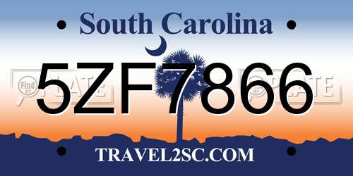 5ZF7866 South Carolina License Plate