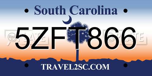 5ZFT866 South Carolina License Plate