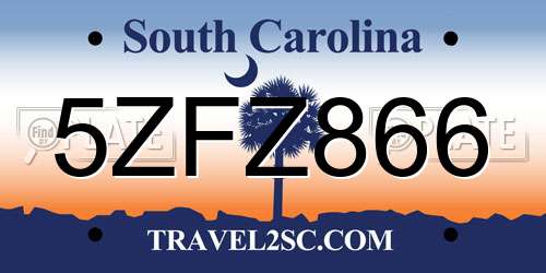 5ZFZ866 South Carolina License Plate