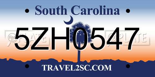 5ZH0547 South Carolina License Plate