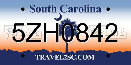 5ZH0842 South Carolina License Plate