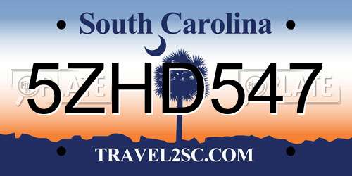 5ZHD547 South Carolina License Plate