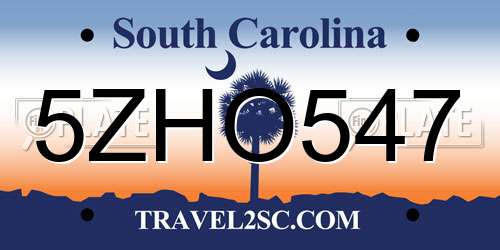 5ZHO547 South Carolina License Plate