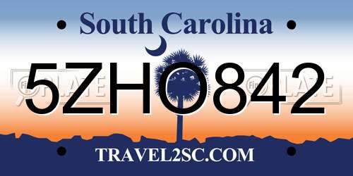 5ZHO842 South Carolina License Plate