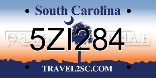 5ZI284 South Carolina License Plate