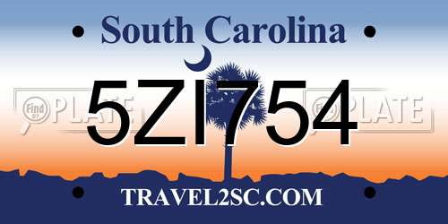 5ZI754 South Carolina License Plate
