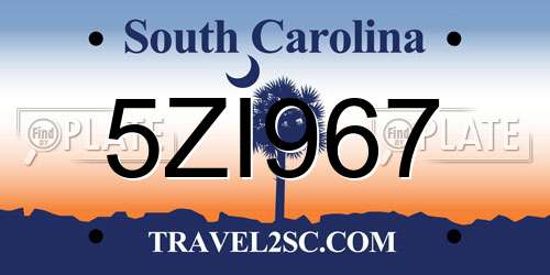 5ZI967 South Carolina License Plate