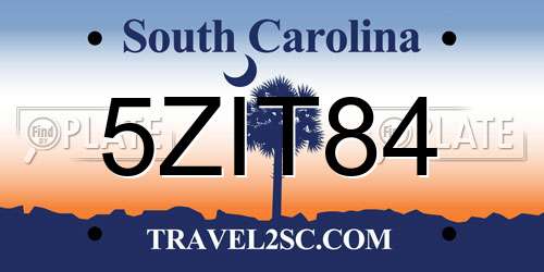 5ZIT84 South Carolina License Plate