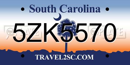 5ZK5570 South Carolina License Plate