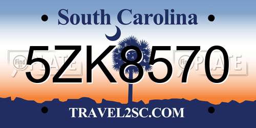 5ZK8570 South Carolina License Plate