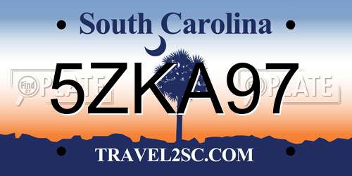5ZKA97 South Carolina License Plate