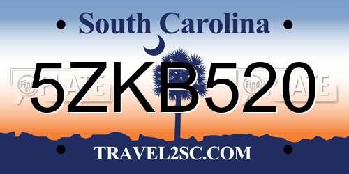 5ZKB520 South Carolina License Plate