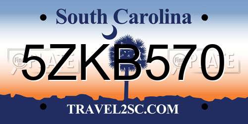5ZKB570 South Carolina License Plate