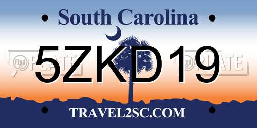 5ZKD19 South Carolina License Plate