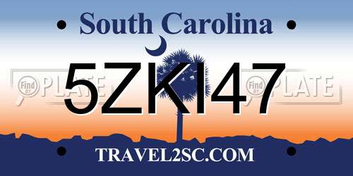 5ZKI47 South Carolina License Plate