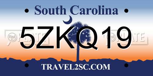 5ZKQ19 South Carolina License Plate