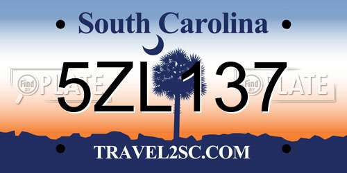 5ZL137 South Carolina License Plate