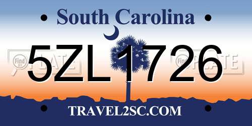 5ZL1726 South Carolina License Plate