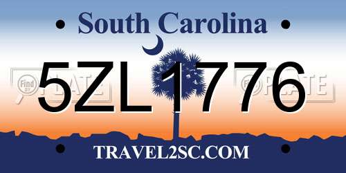 5ZL1776 South Carolina License Plate