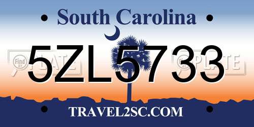 5ZL5733 South Carolina License Plate