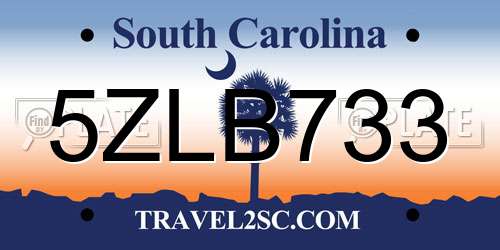 5ZLB733 South Carolina License Plate