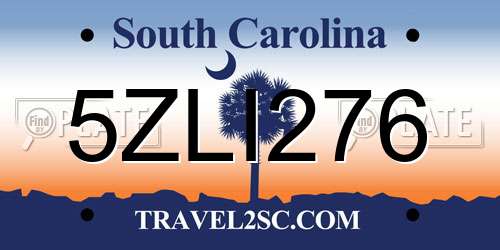 5ZLI276 South Carolina License Plate