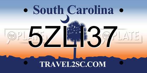 5ZLI37 South Carolina License Plate