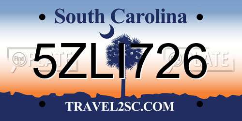 5ZLI726 South Carolina License Plate