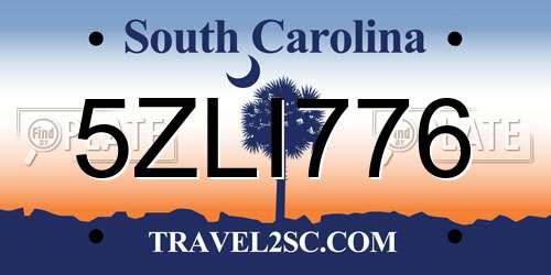 5ZLI776 South Carolina License Plate