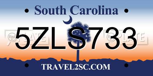 5ZLS733 South Carolina License Plate