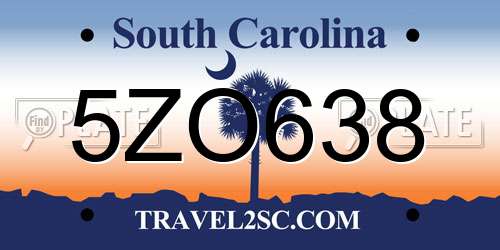 5ZO638 South Carolina License Plate
