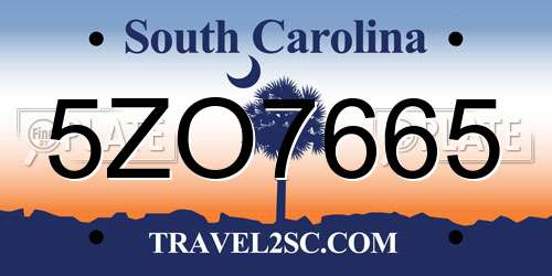 5ZO7665 South Carolina License Plate