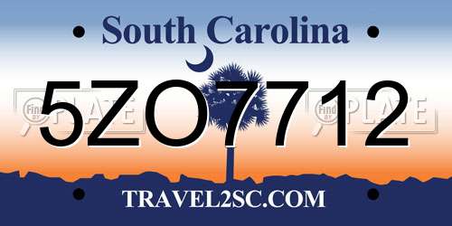 5ZO7712 South Carolina License Plate