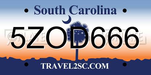 5ZOD666 South Carolina License Plate