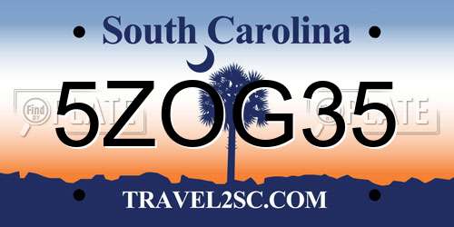 5ZOG35 South Carolina License Plate