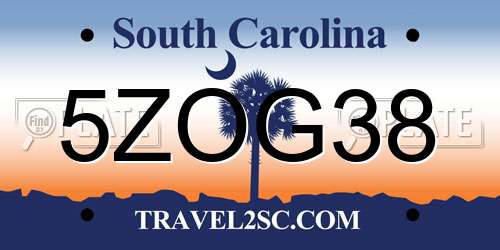 5ZOG38 South Carolina License Plate