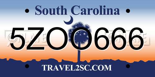 5ZOO666 South Carolina License Plate