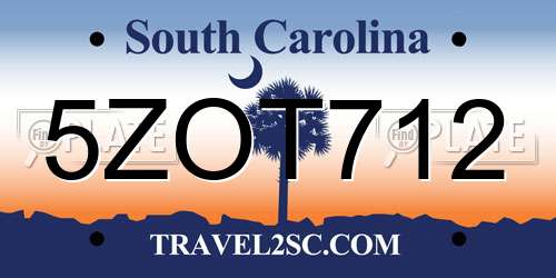 5ZOT712 South Carolina License Plate